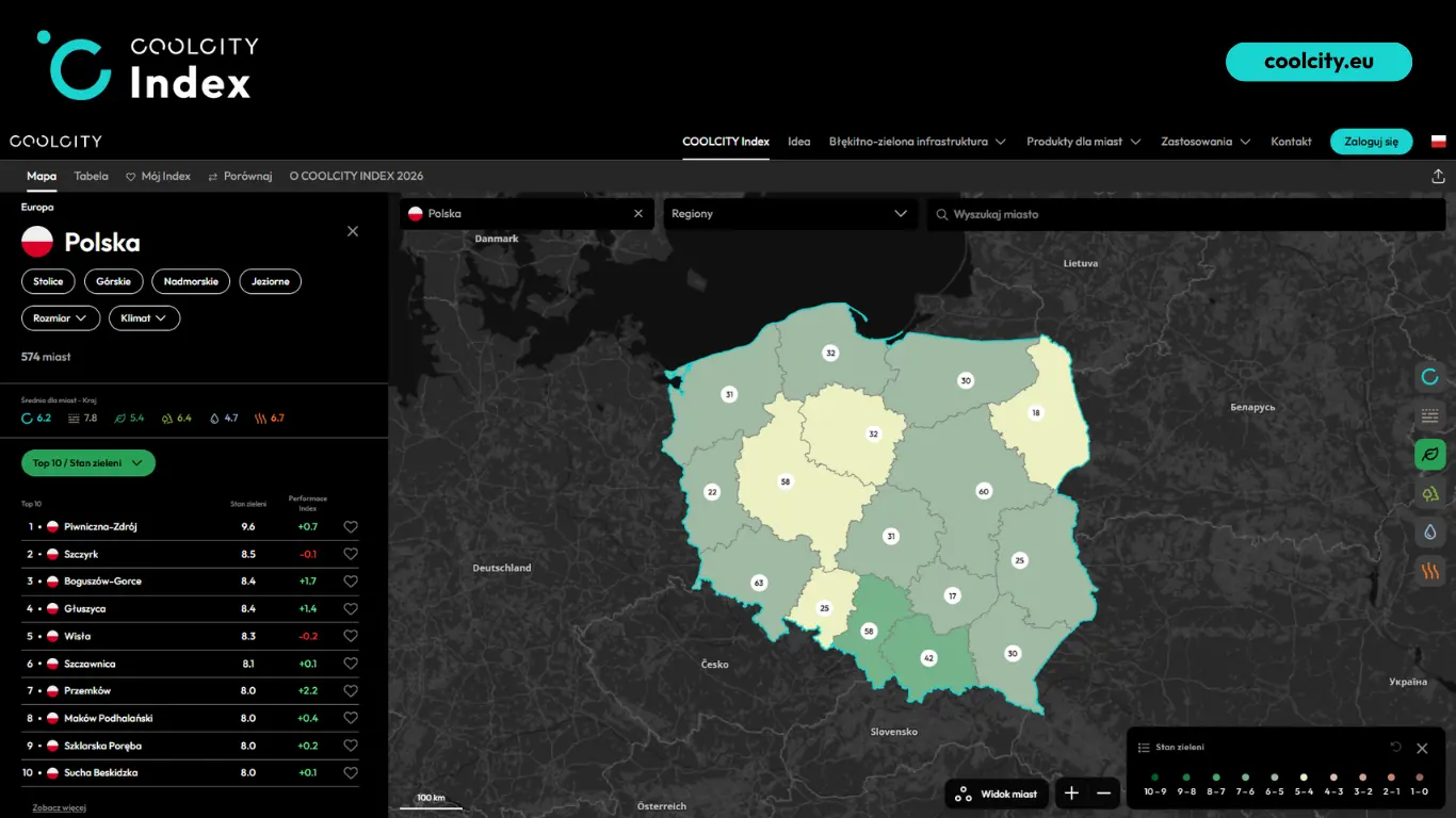Karta kraju na platformie COOLCITY Index